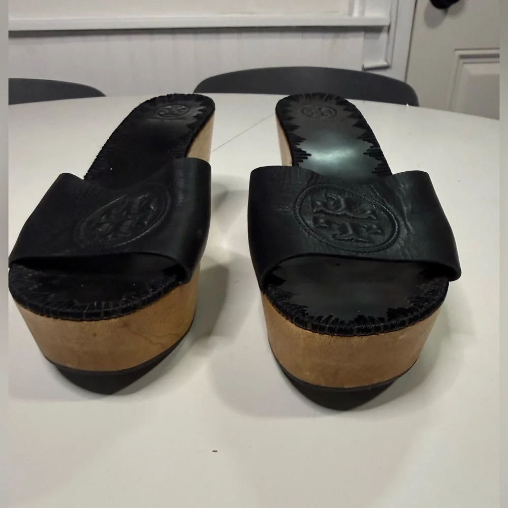 Tory Burch Black Leather Slide Sandals